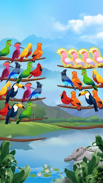 Bird Sort - Color Puzzle  [МОД Много монет] Screenshot 3