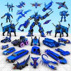 Взломанная Bull Robot Car Game:Robot Game  [МОД Unlimited Money] - полная версия apk на Андроид