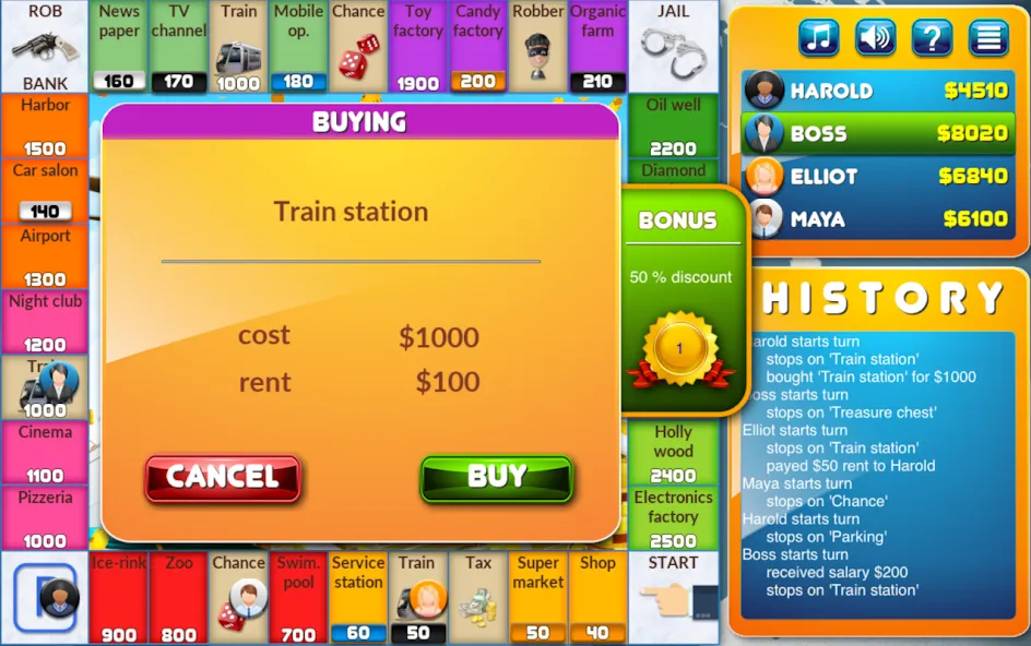 CrazyPoly - Business Dice Game (КрейзиПоли)  [МОД Бесконечные монеты] Screenshot 2